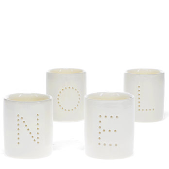 glossy ceramic tealight holders (set of 4) - noel