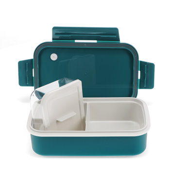 double wall lunch box with divider - blue