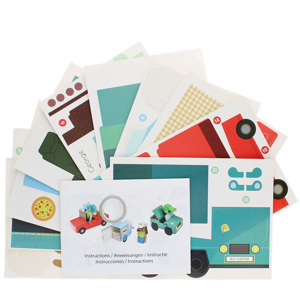 3d-bastel-set aus pappe – tiere und autos