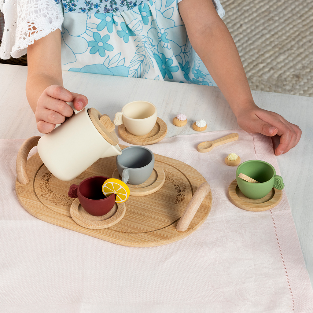 wooden toy tea playset