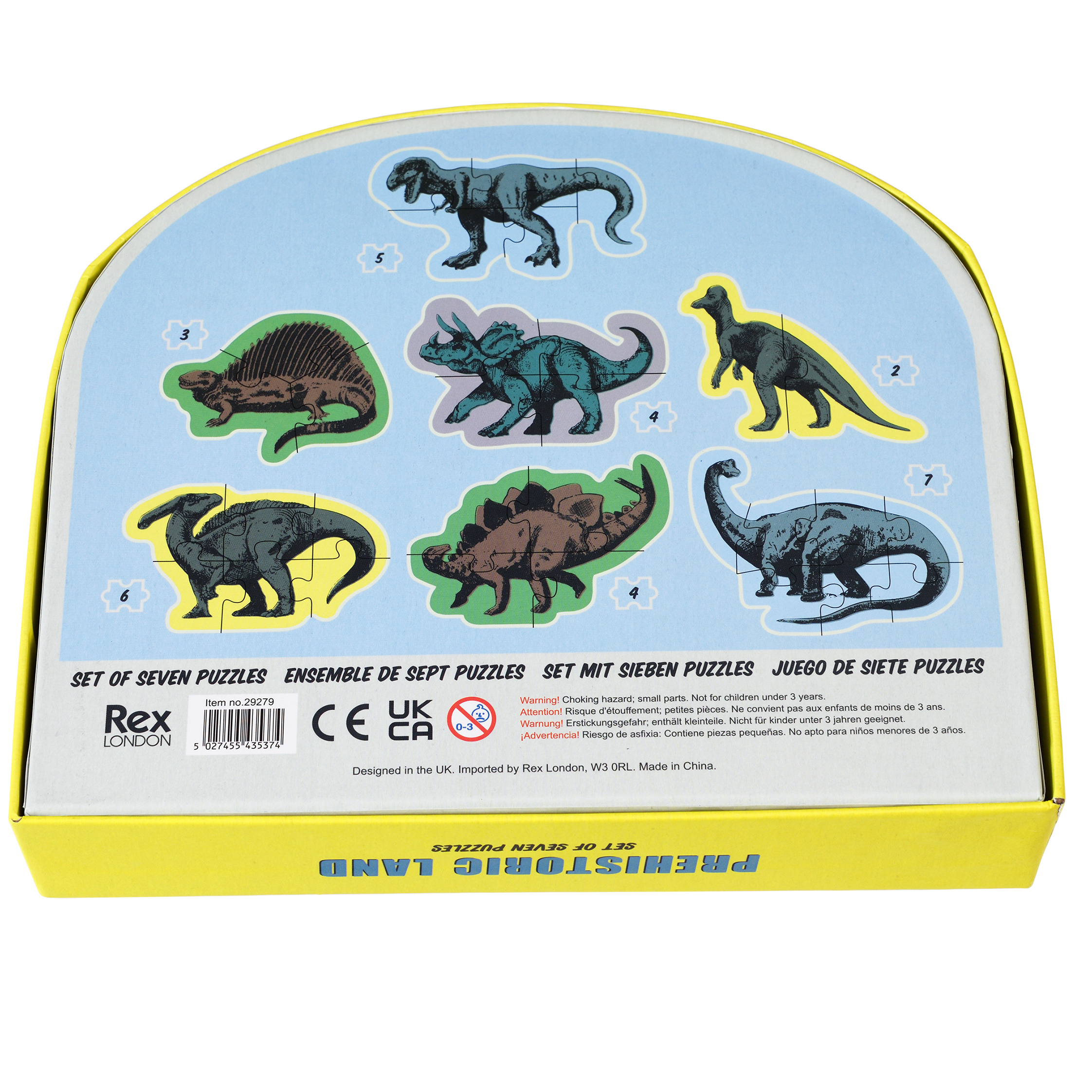 set of 7 dinosaur puzzles - prehistoric land