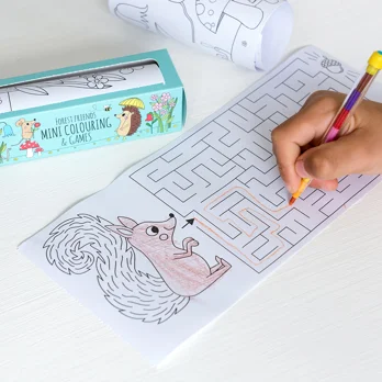 mini colouring and games - forest friends mini colouring and games - forest friends