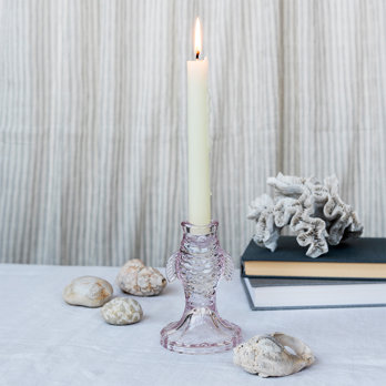 bougeoir en verre (12 cm) - poisson rose pâle