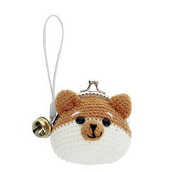 crochet coin purse with jingle bell - fox
