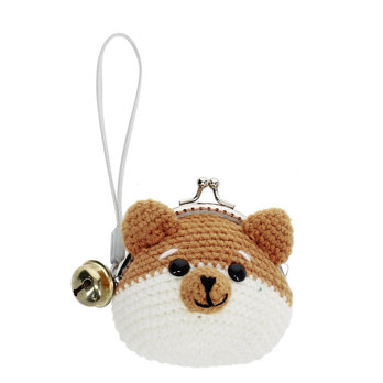 crochet coin purse with jingle bell - fox