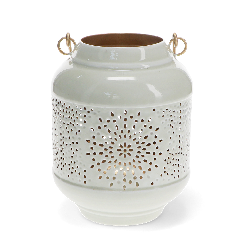 enamel tealight lantern - light grey