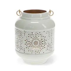enamel tealight lantern - light grey enamel tealight lantern - light grey
