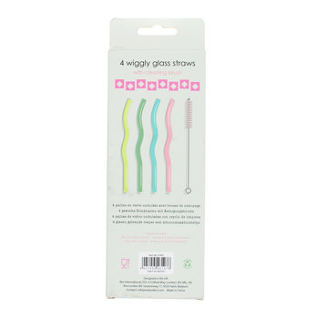 glasstrohhalme mit reinigungsbürste (4-er set) - gewellt (multi-colour)