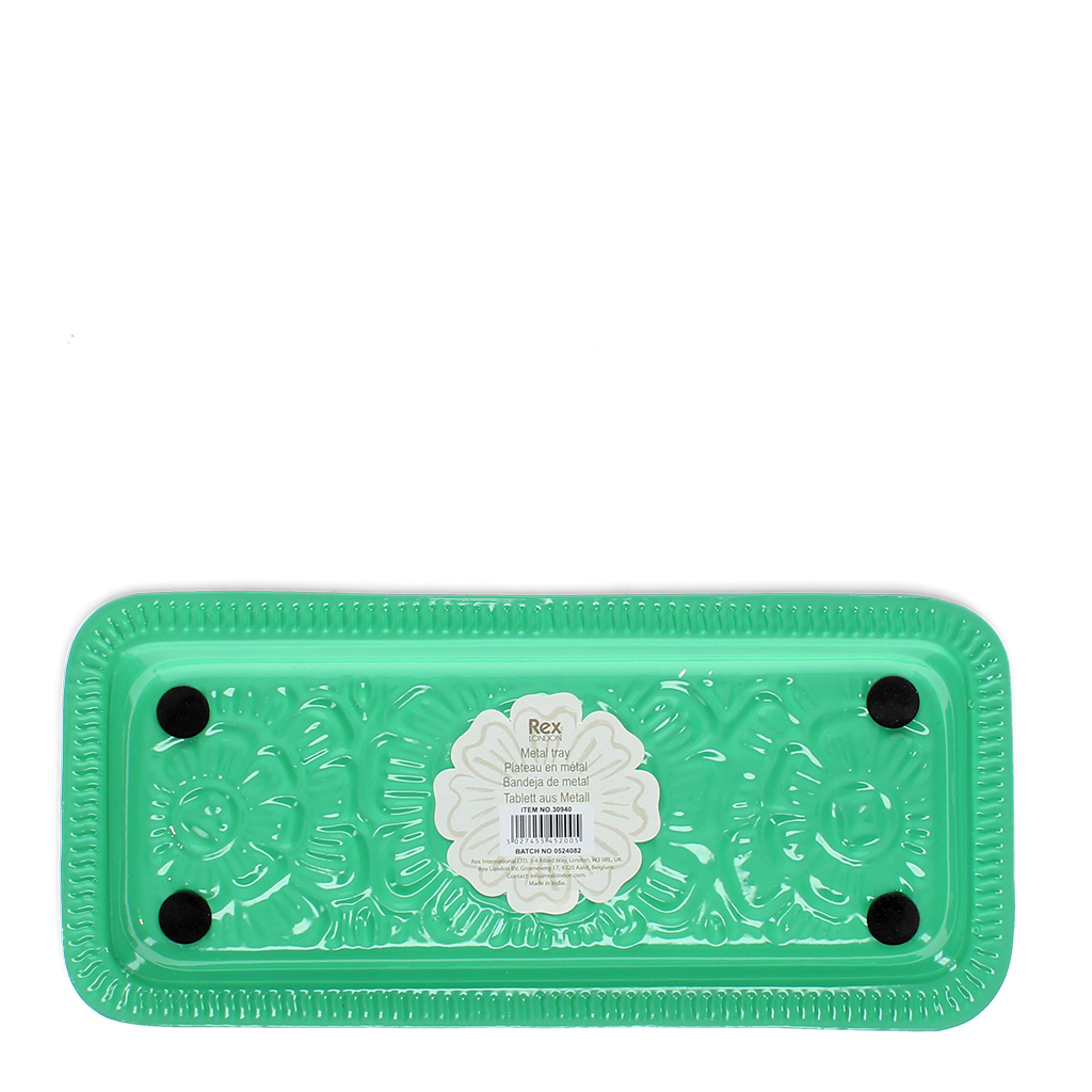 rectangular enamel trinket tray - green