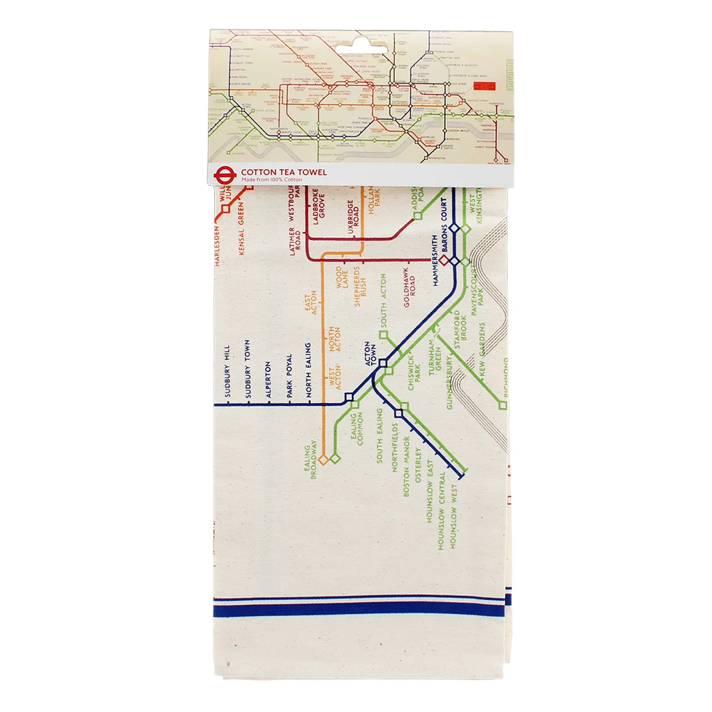 cotton tea towel - tfl heritage tube map