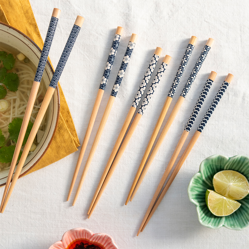wooden chopsticks (pack of 5 pairs) - wagara patterns