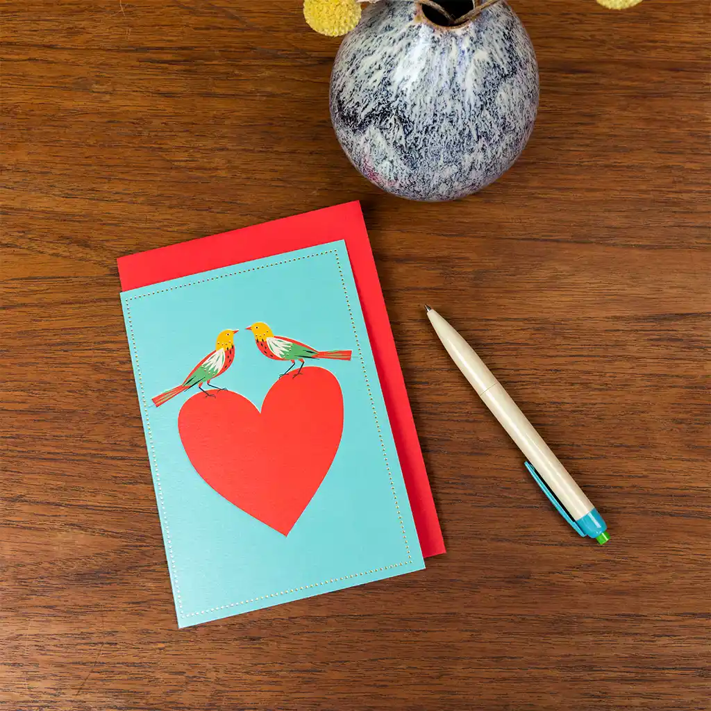 greetings card - birds and heart