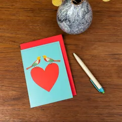 greetings card - birds and heart greetings card - birds and heart