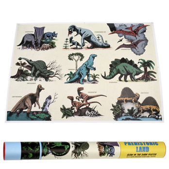 glow in the dark poster - prehistoric land