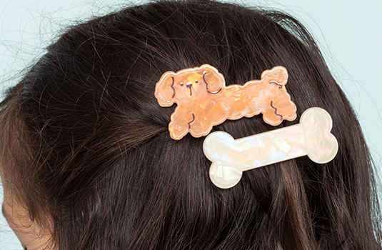 Hair clips bones and dogs shaped for kids