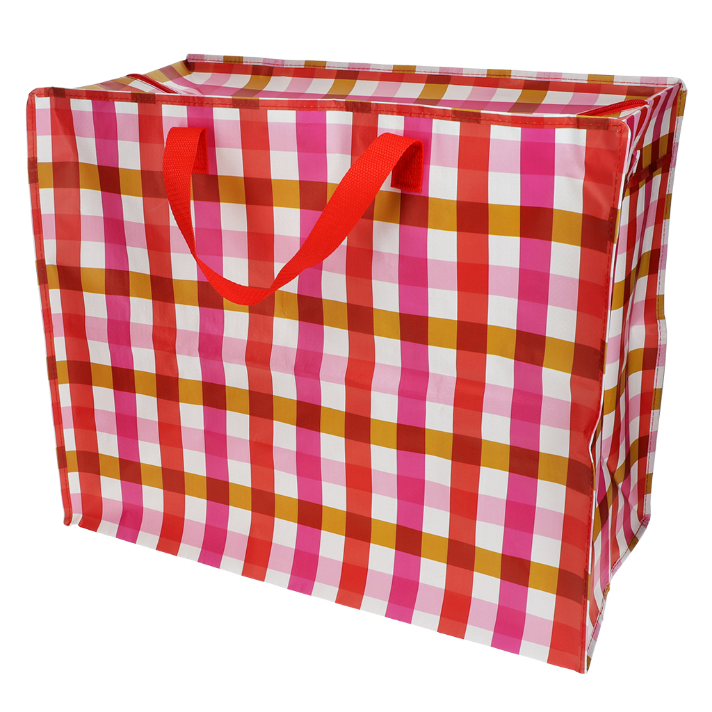 jumbo storage bag - pink gingham
