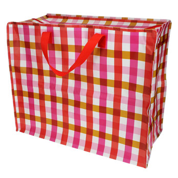 jumbo storage bag - pink gingham
