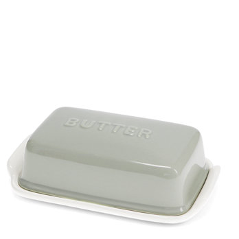 butterdose aus keramik - grau