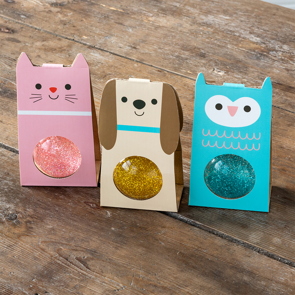 glitter bouncy ball - pink cat