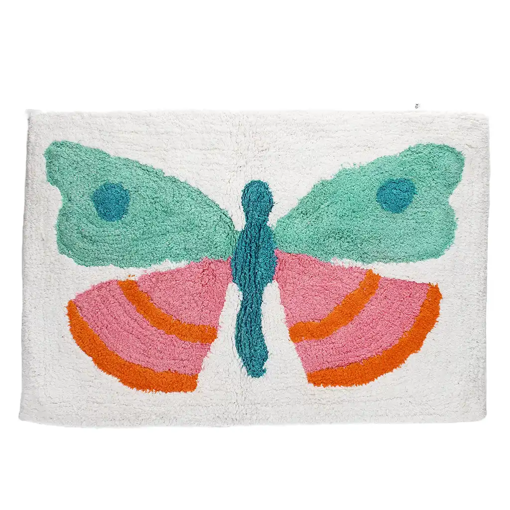 tapis de bain tufté en coton - papillon