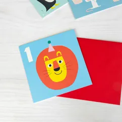 birthday card - lion 'one' birthday card - lion 'one'