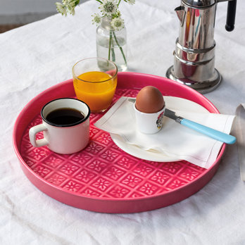 round enamel trinket tray (30cm) - vibrant pink