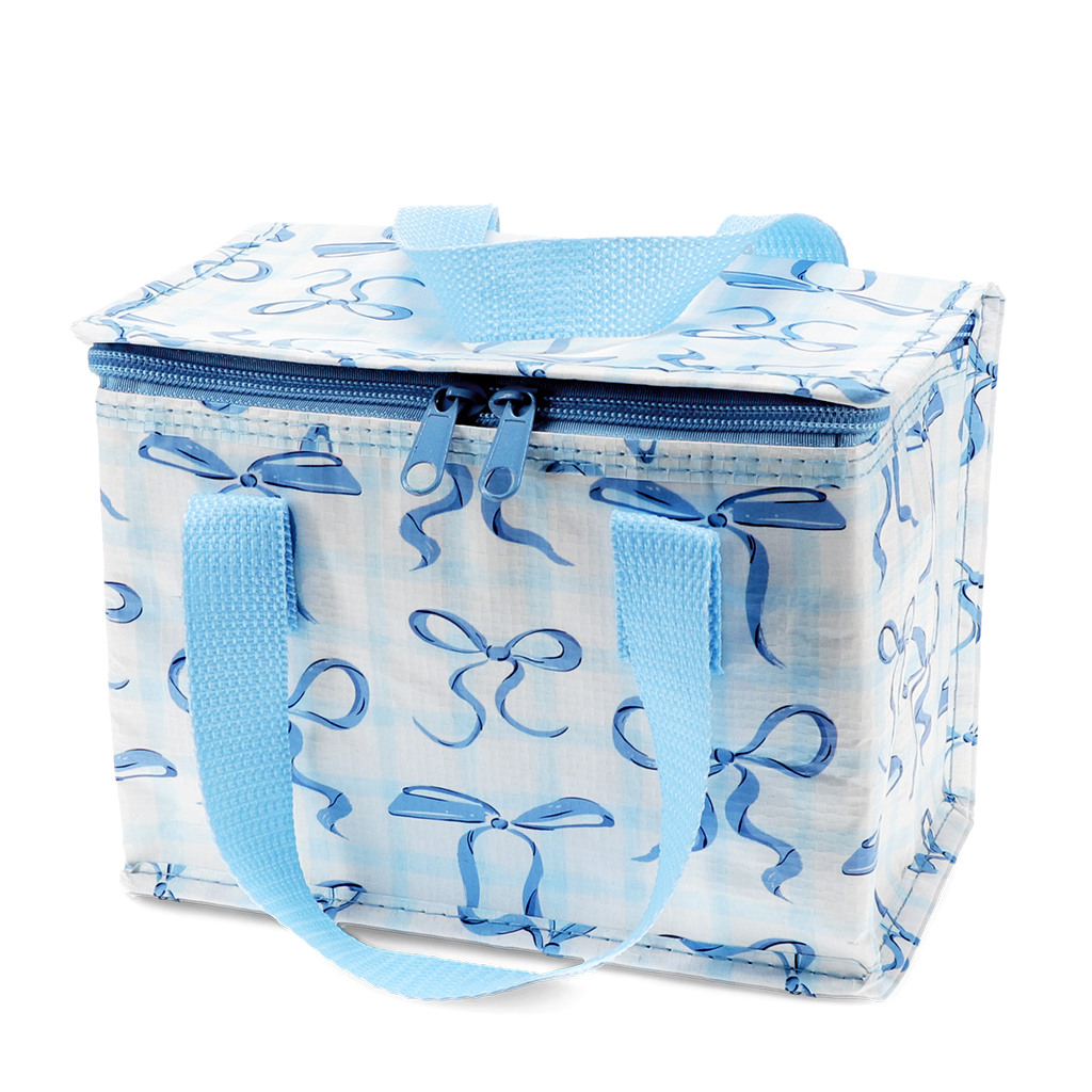insulated lunch bag - blue bows