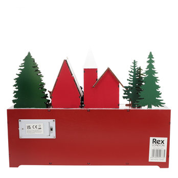 wooden advent calendar with led lighting - carol singers (red)