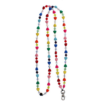 beaded phone chain - rainbow heart