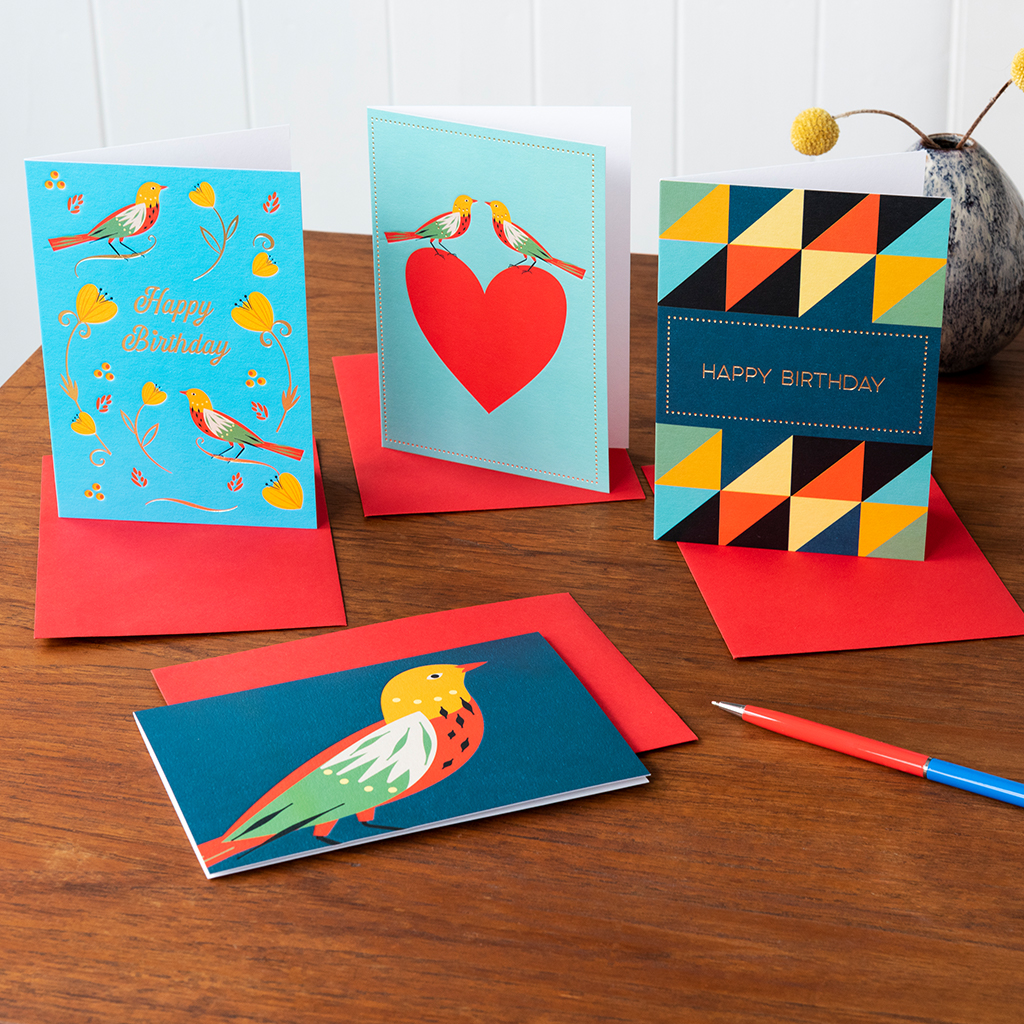 birthday card - flower birds