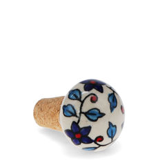 ceramic and cork bottle stopper - blue flower