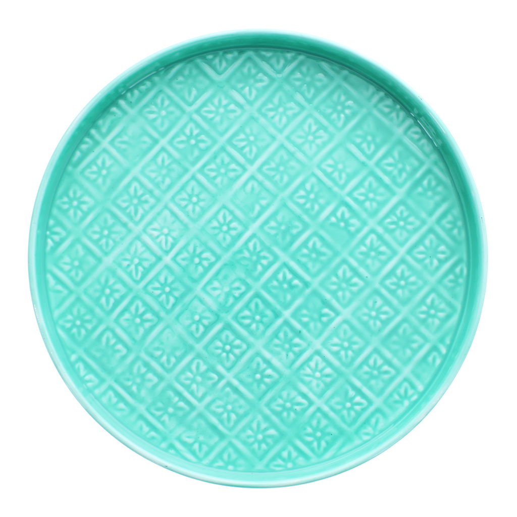 round enamel trinket tray (30cm) - aqua