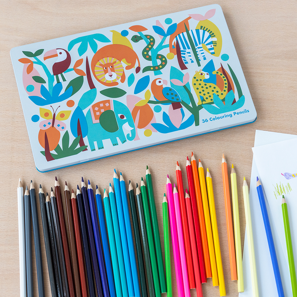 36 colouring pencils in a tin - wild wonders