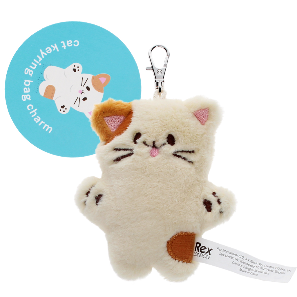 fluffy keyring bag charm - cat