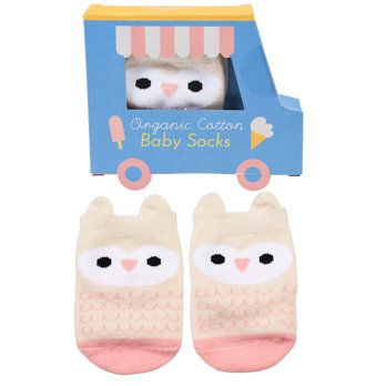 pair of baby socks - pink owl