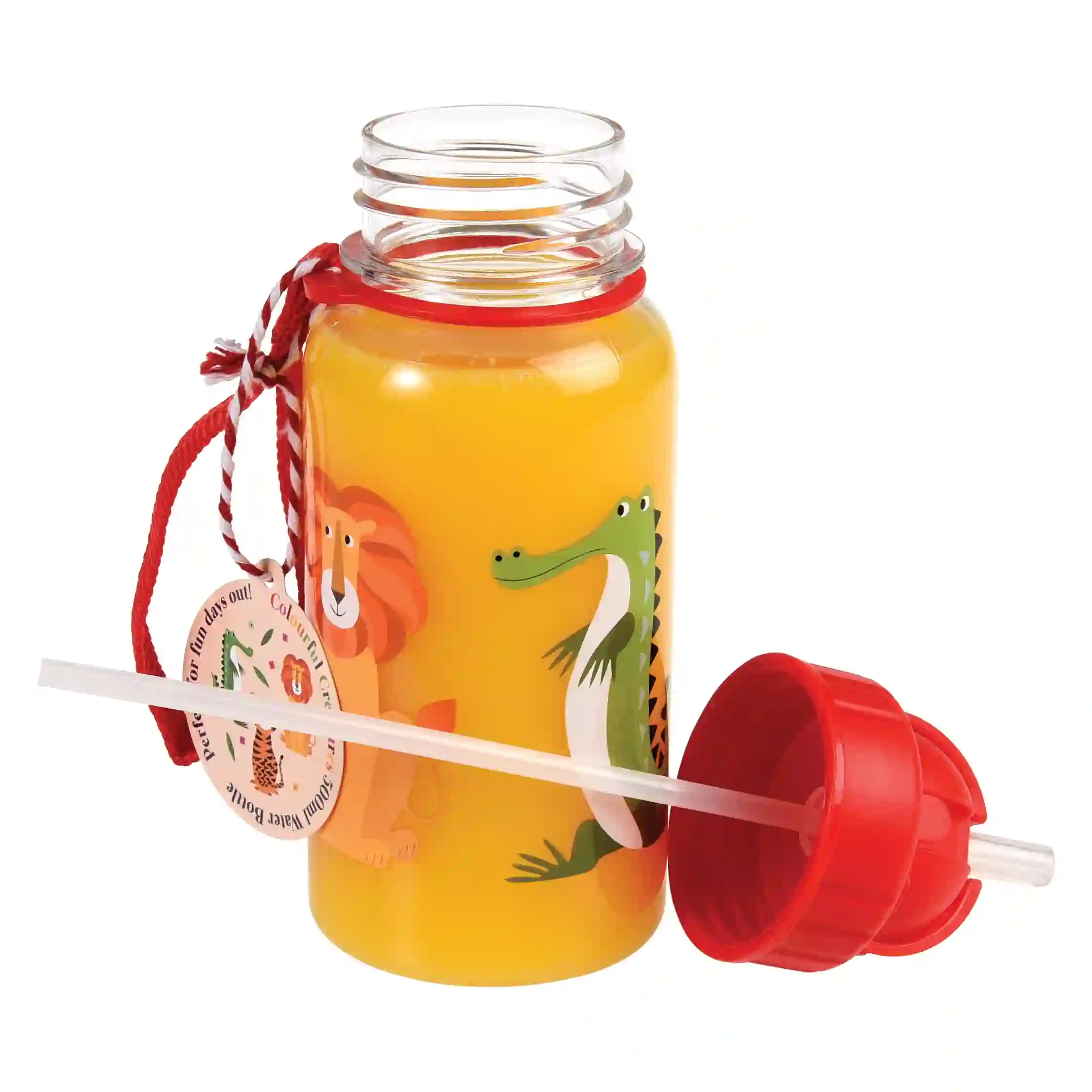 children's water bottle with straw 500ml - colourful creatures