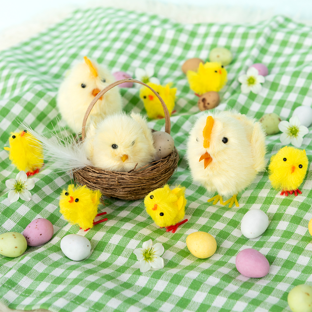 fluffy easter decorations (set of 2) - chicks