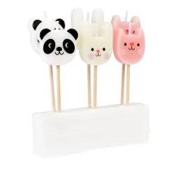 party cake candles (set of 6) - miko and friends