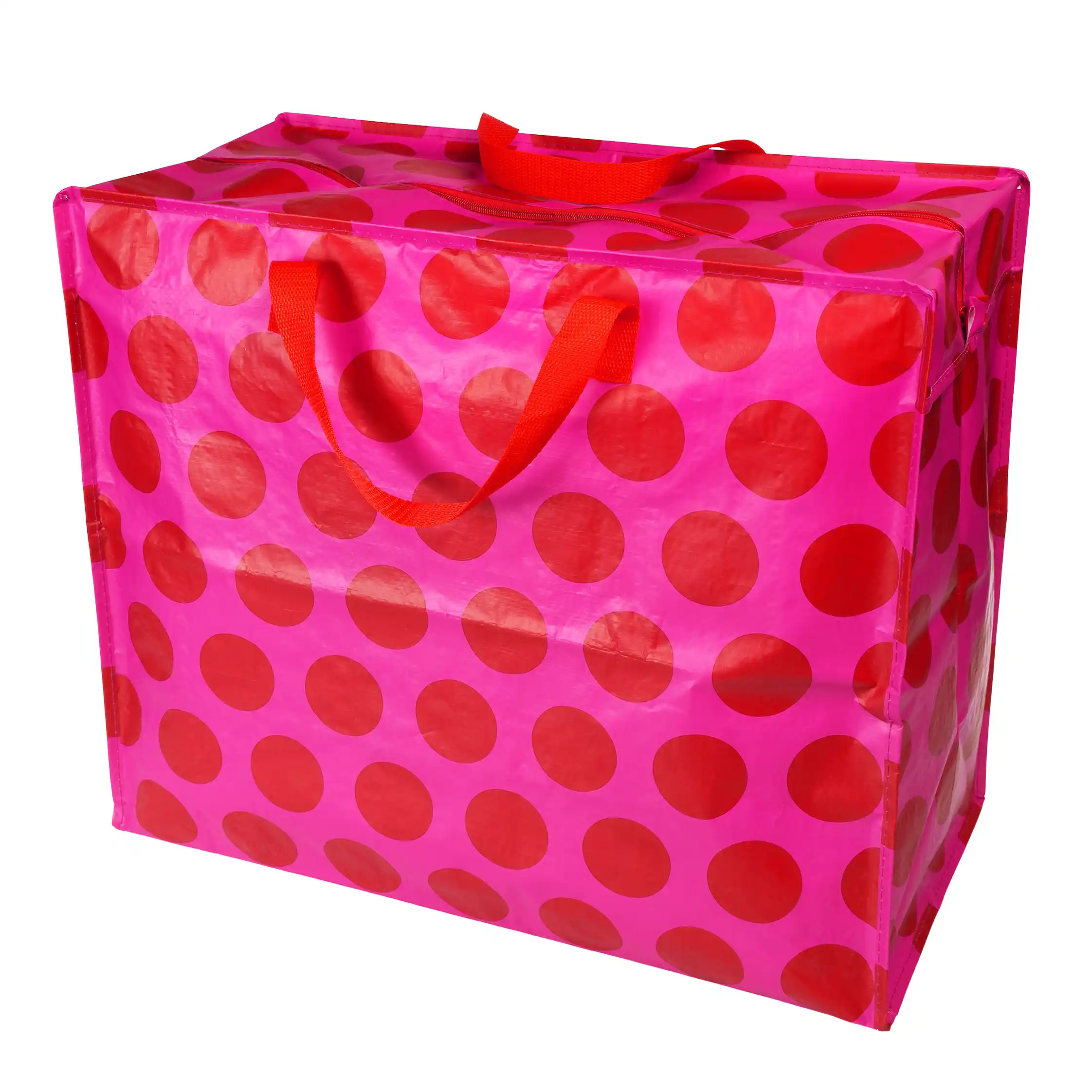 jumbo storage bag - red on pink spotlight