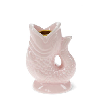 keramik-kerzenständer (12 cm) – rosa fisch