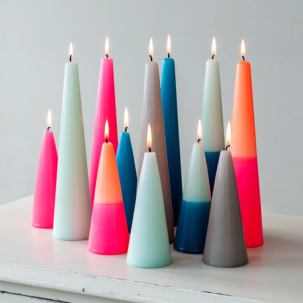 tall cone candle - light grey