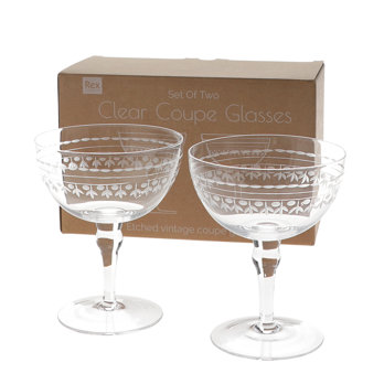 coupes vintage gravées 200ml (lot de 2) - transparent