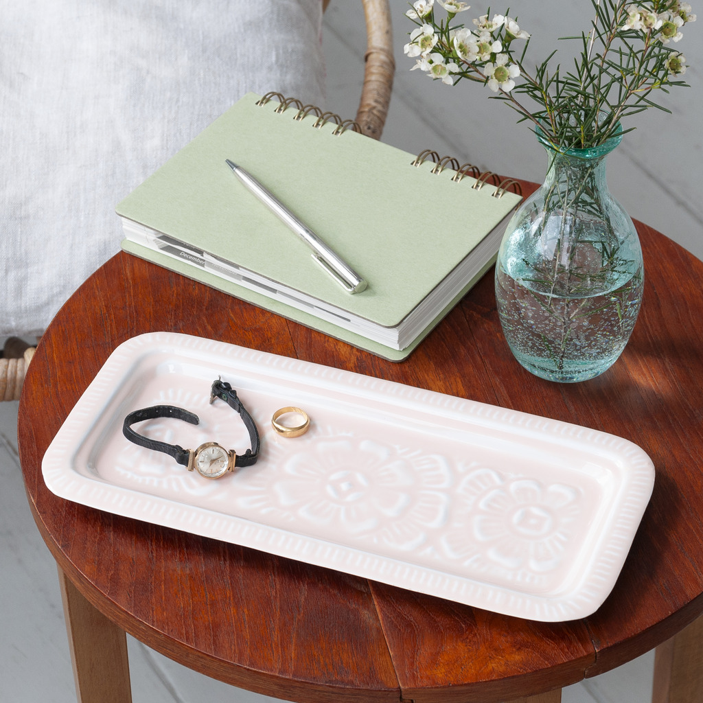 rectangular enamel trinket tray - soft pink