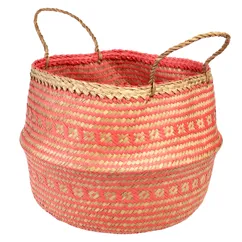 large seagrass basket - coral