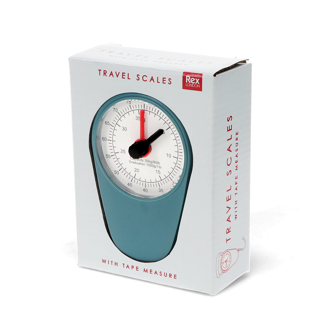 travel scales with tape measure - petrol blue