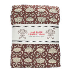 hand block-printed snuggle throw (120 x 160cm) - brown