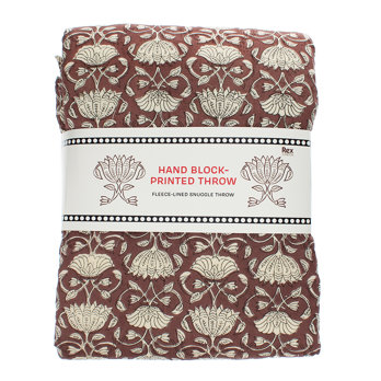hand block-printed snuggle throw (120 x 160cm) - brown