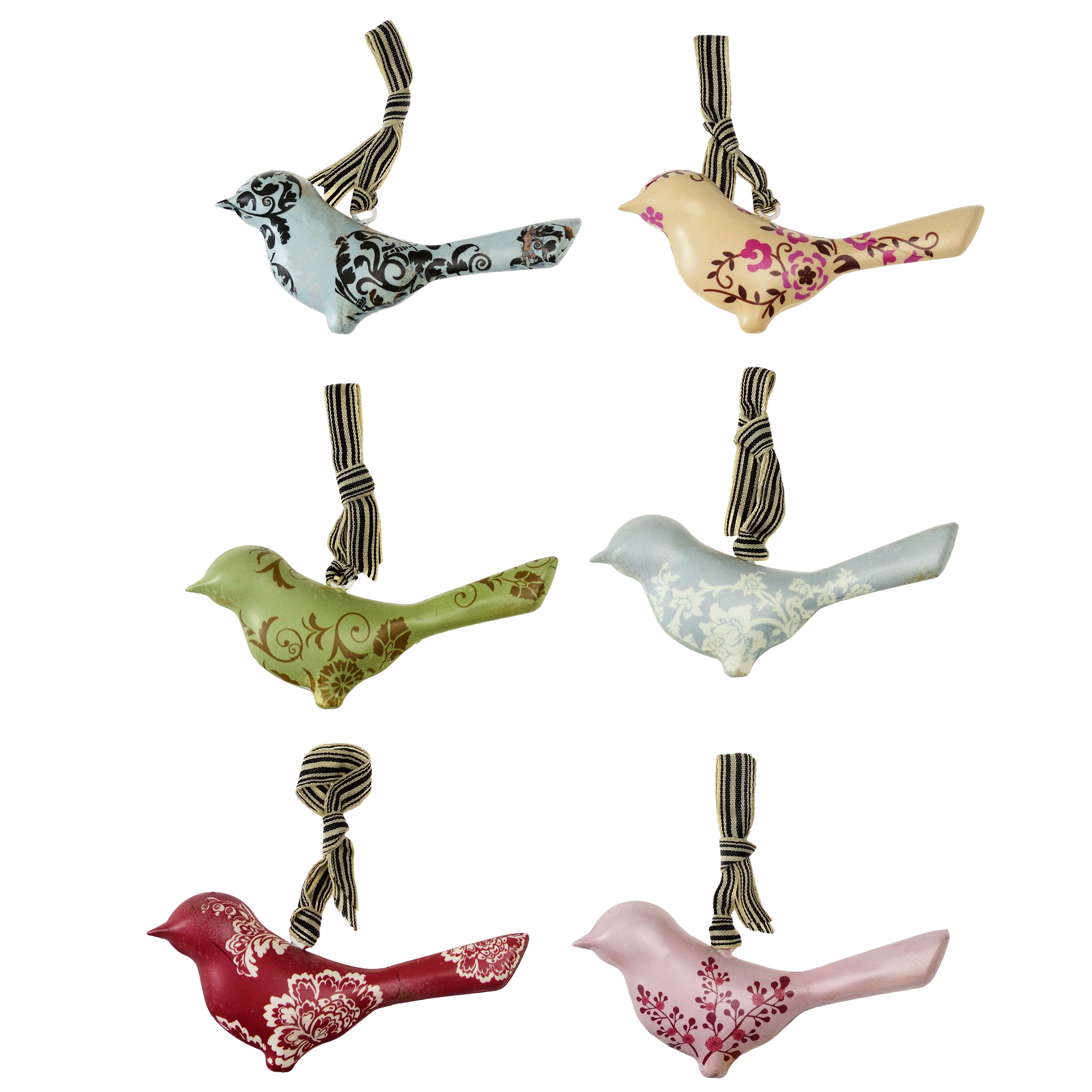 rustic metal bird hanging decoration (assorted colours)