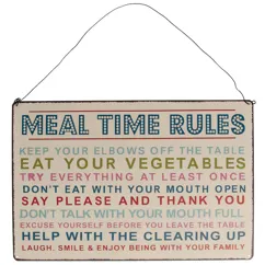 plaque en métal rétro meal time rules