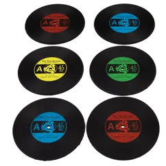 vinyl record silicone coasters (set of 6)